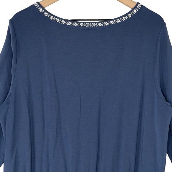 Garnet Hill Dress XL Casual Pull On 3/4 Sleeve Cottagecore Boho Embroidered Soft - Picture 7 of 12